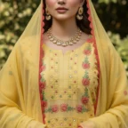 Traditional Handcrafted Tarkashi Design Three Piece suit